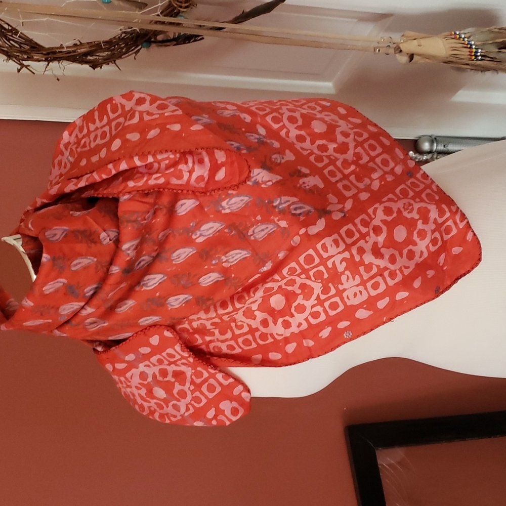 Silk, Batik and Embroidered Scarf
